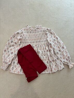 Smockingbird Floral Blouse and Leggings Set - Size 6